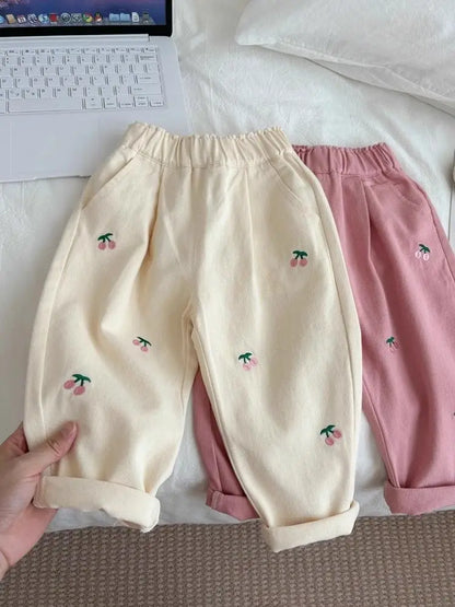 Girls pants Spring and Autumn new Western Children's baby beige casual pants Cotton girls  trousers Fashion
