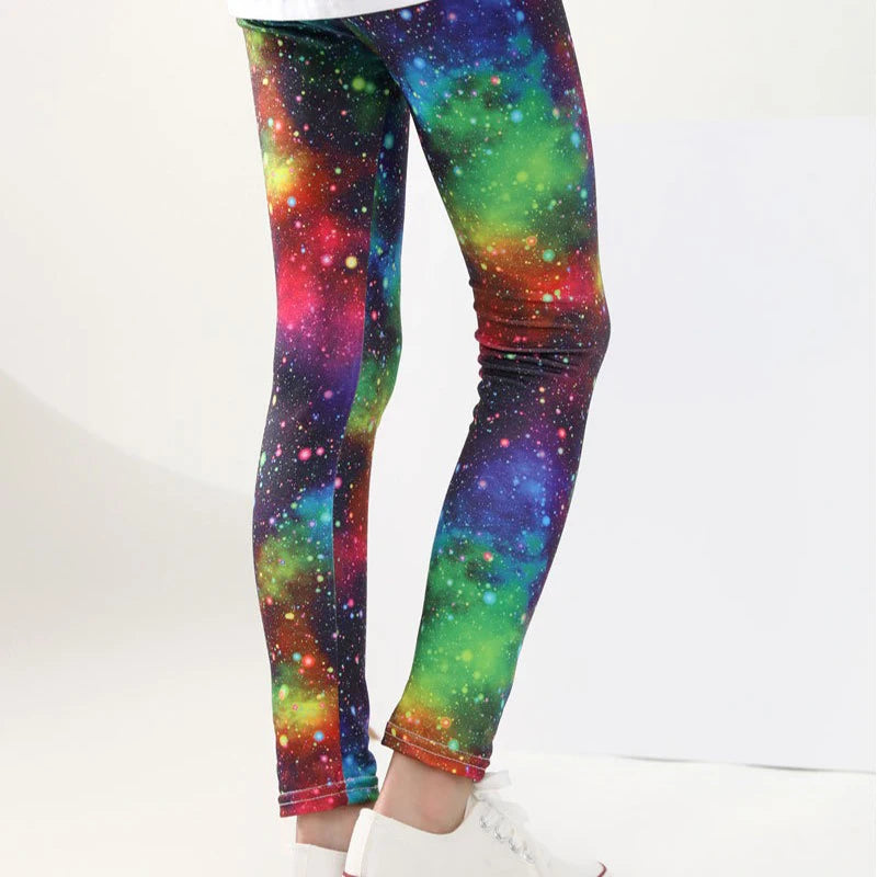 Girls' Pants Summer Thin Children's Elastic Leggings Baby Milk Screen Printed Floral Long Pants Slim Fit Ages 3-11Y
