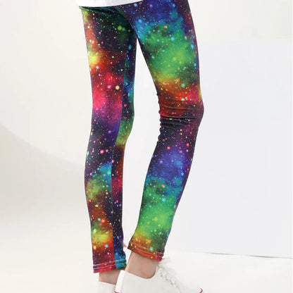 Girls' Pants Summer Thin Children's Elastic Leggings Baby Milk Screen Printed Floral Long Pants Slim Fit Ages 3-11Y