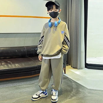 5 6 8 10 12 14 Years Teen Boys Clothing Sets New Fashion Spring Autumn Sweatshirt + Pants 2Pcs Tracksuit Suits For Kids Clothes