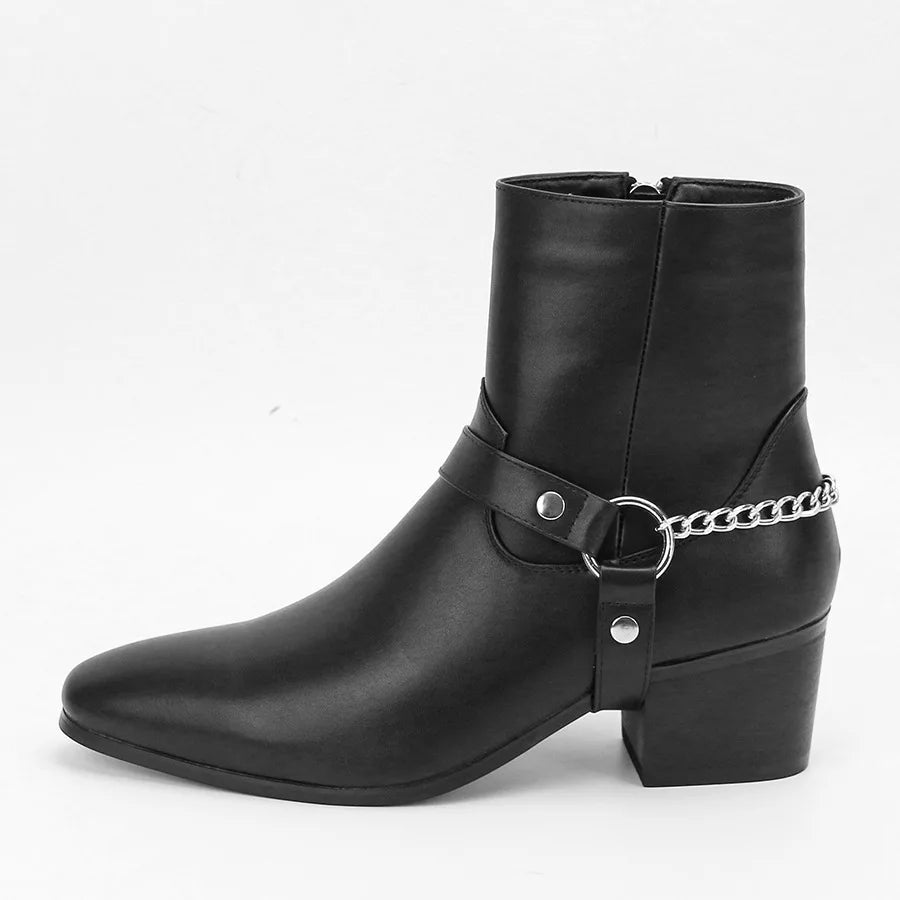 Fashion Men's Boots Designer Mid-Calf High Heel Boot 2025 New Chelsea Boots Luxury Leather Boots for Men Big Size47 Botas Hombre