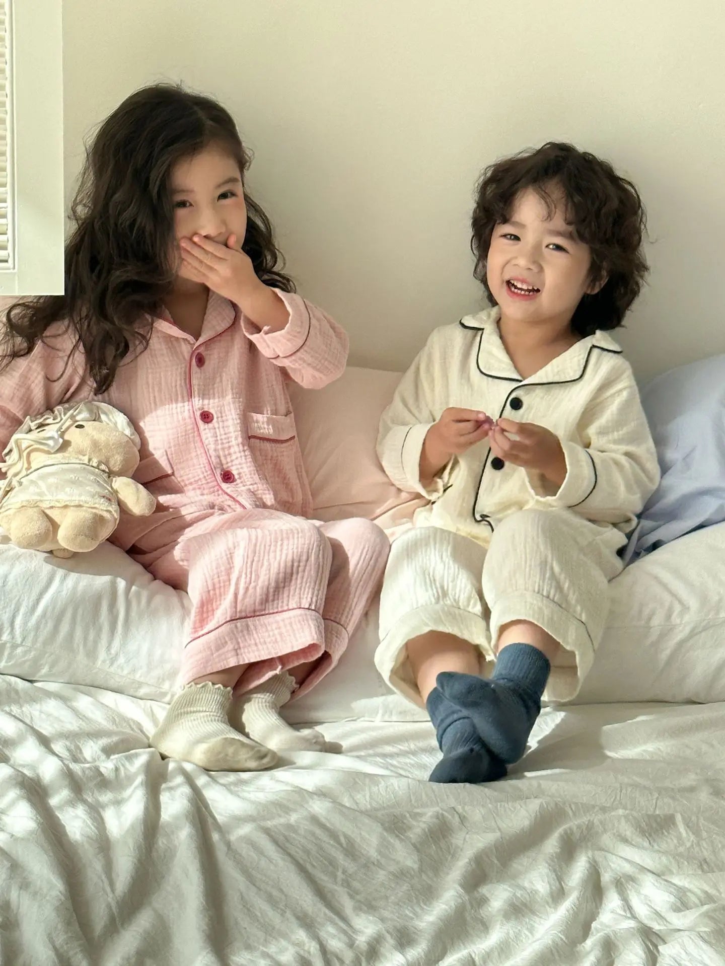 2PCS Children Pajamas Set 2025 New Spring Autumn Girls Long Sleeved Sleepwear Suit Boy Cotton Loungewear 1-8y Baby Kids Homewear