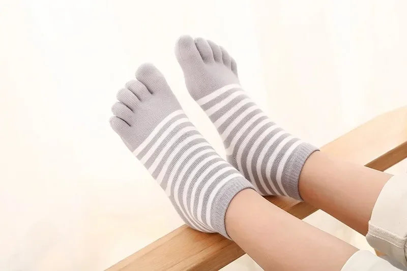 Children Kids Socks Multicolor Striped Cotton Five-finger for 4-12Y Boys Girls Casual Sports Breathable Five-toe Clothes Stuff