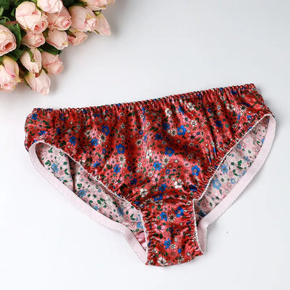 Silk Underwear Women's Large Size XXL e Breathable Antibacterial Low Waist Comfortable Innerwear Daily Use Cartoon Pat...