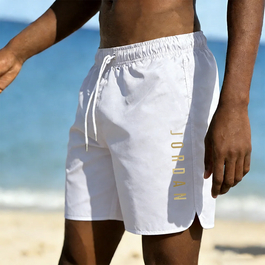 Men's beach shorts for summer swimming, fitness, quick drying, swimming with drawstring, fashionable and casual daily shorts