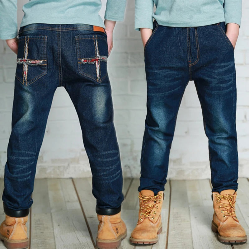 IENENS Teen Boy Clothes Straight Slim Casual Jeans For 4-10 Years Old Spring Fall Kids Denim Pants