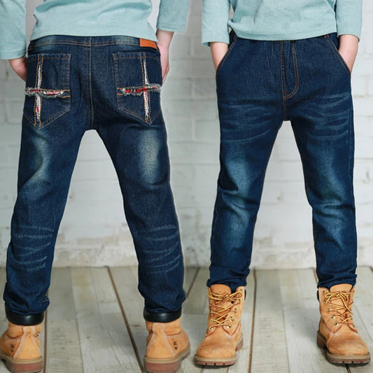 IENENS Teen Boy Clothes Straight Slim Casual Jeans For 4-10 Years Old Spring Fall Kids Denim Pants