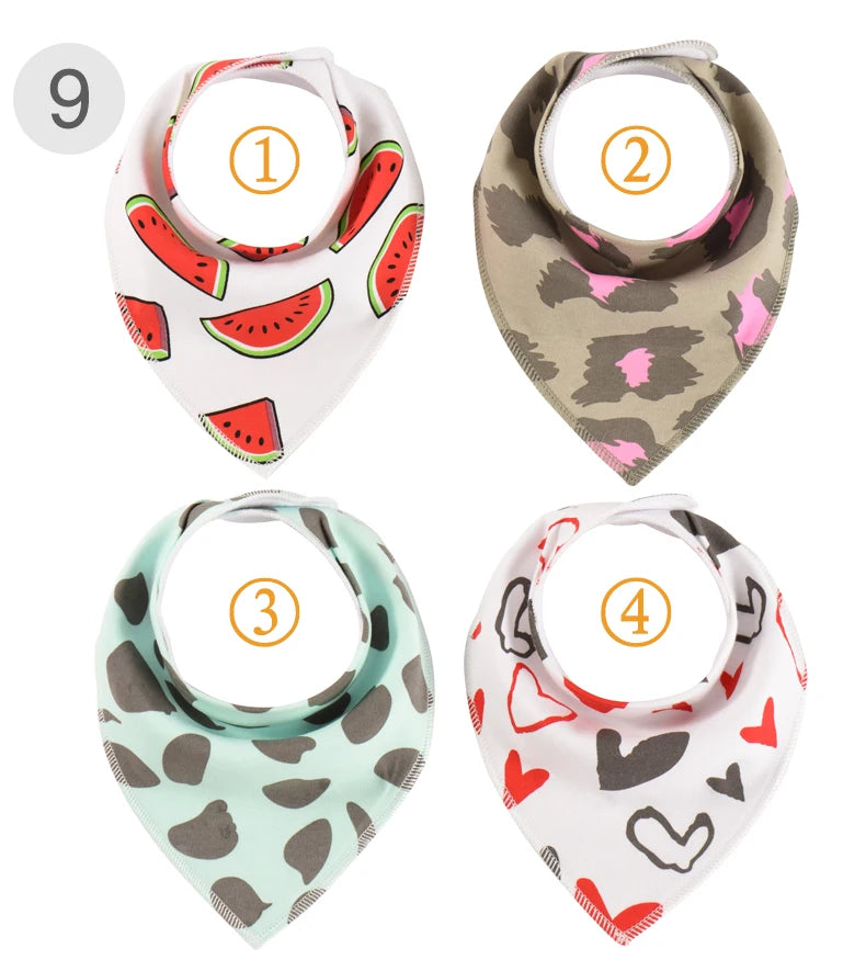 4 Pieces New Baby Bibs For Boy&Girl Burp Cloths Bandana Bibs Baby Bandana Infant Waterproof Dribble Bib Towels