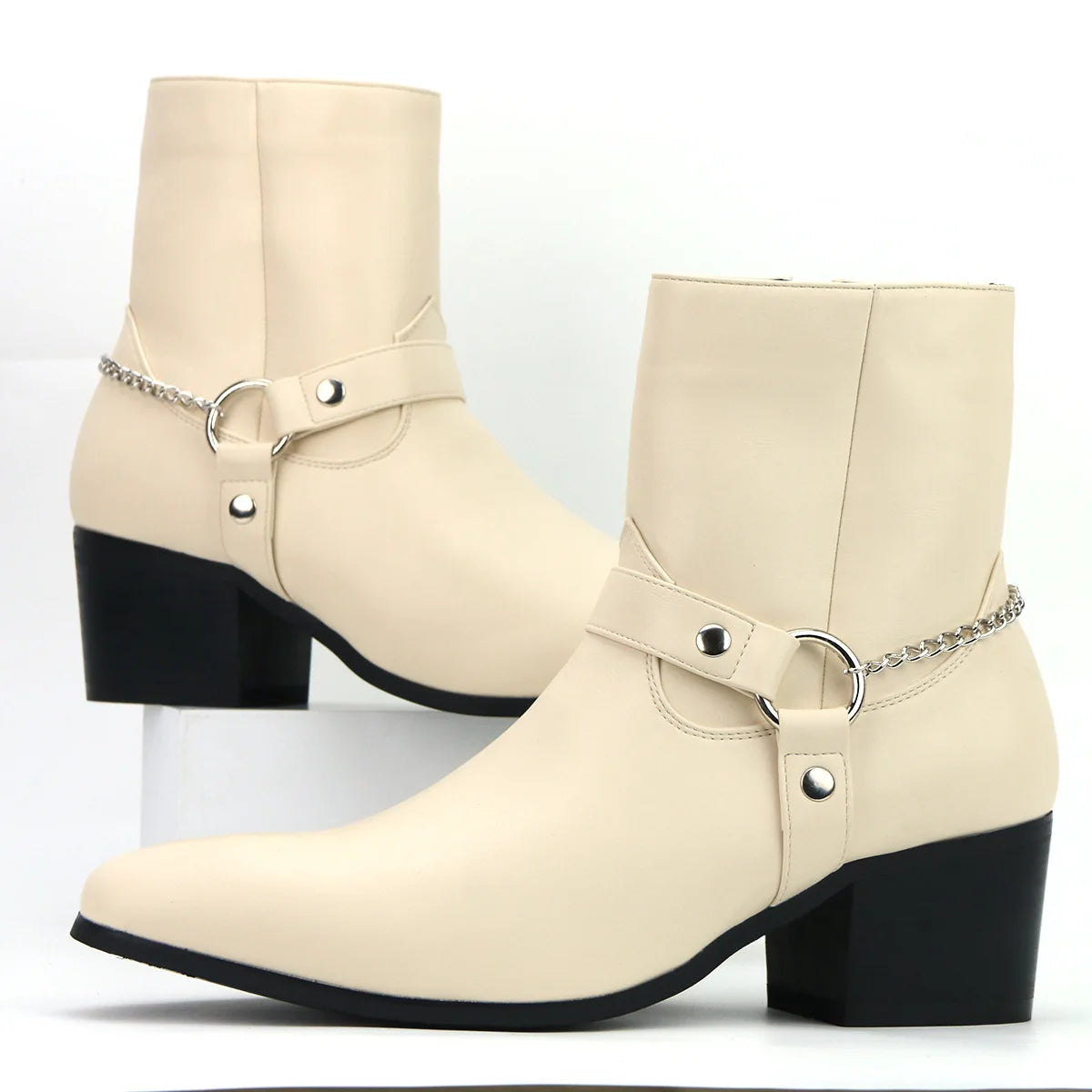 Fashion Men's Boots Designer Mid-Calf High Heel Boot 2025 New Chelsea Boots Luxury Leather Boots for Men Big Size47 Botas Hombre