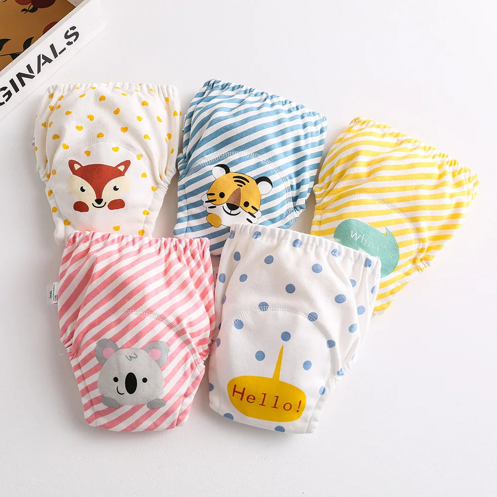 10 Pcs Reusable Baby Training Pants Washable Kids Cloth Diaper Nappies Changing Underwear Infant Toddler Potty Training Panties