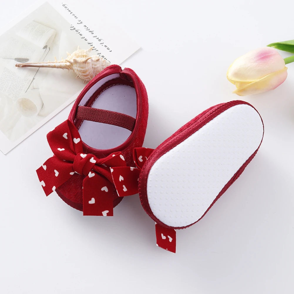 Baby Girls  Flats with  Infant Non-Slip Soft Sole Cute Bowknot Shoes Newborn Princess Wedding Shoes Toddler First Walkers 0-12M