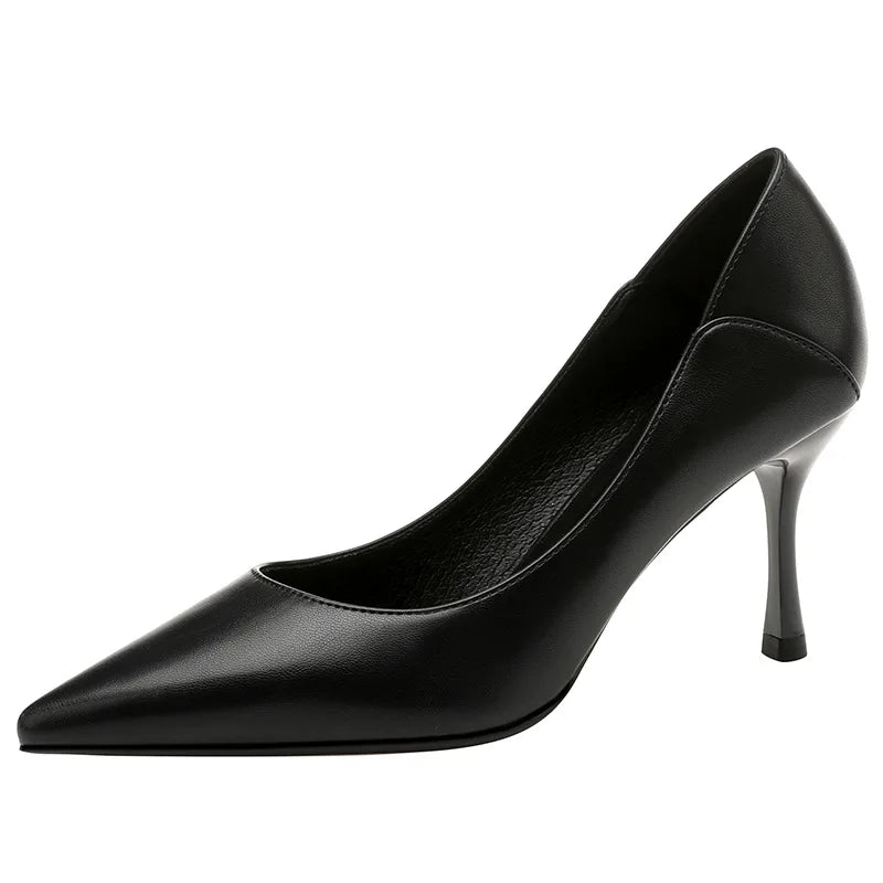 Female Heels Women Shoes Brand Women Pumps Office Ladies Working Shoes Solid Pointed Toe Dress Shoes Spring Autumn Plus Size 43