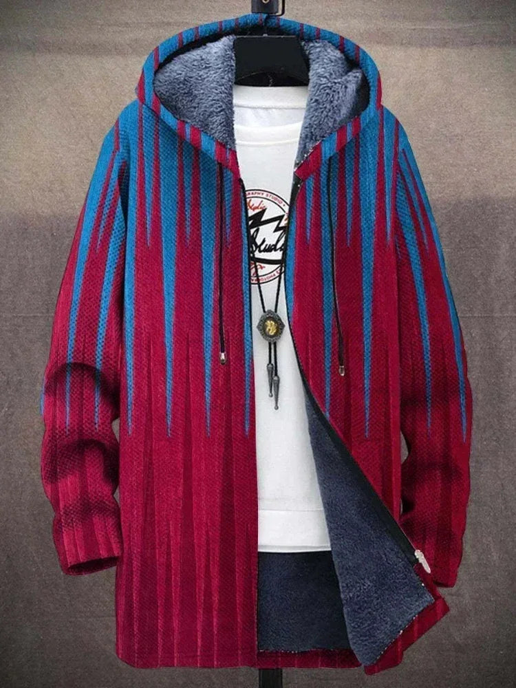 Men Cardigans Coats Gradient Art Colorful Graphics Printed Plush Thick Winter Casual Streetwear Unisex Clothing
