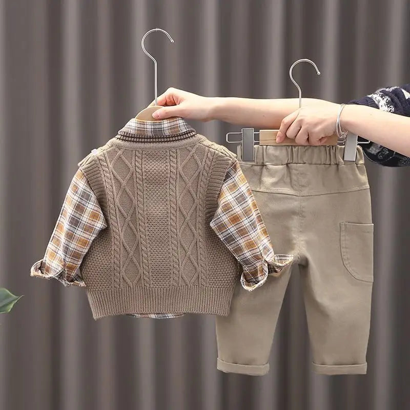 Baby Boys Three-piece Set Clothes Suit Casual Clothing Spring/autumn Fashion Baby  Vest+Shirts+Pantss Cool Autumn