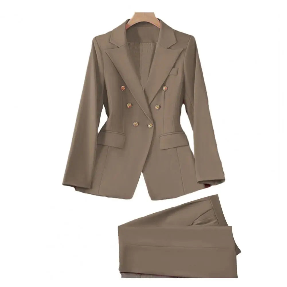 professional Women Two-Piece Suit Spring Autumn Blazer Jacket Wide Leg Pants Work Office Business Casual Outfits Pantsuit