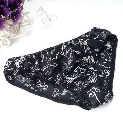 Silk Underwear Women's Large Size XXL e Breathable Antibacterial Low Waist Comfortable Innerwear Daily Use Cartoon Pat...