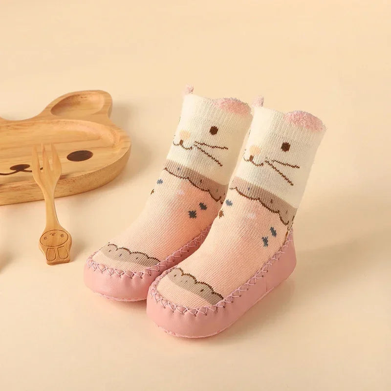 Baby Socks Slippers With Rubber Soles Girl Boy Infant Newborn Children Floor Socks Shoes Anti Slip Soft Sole Toddlers Indoor