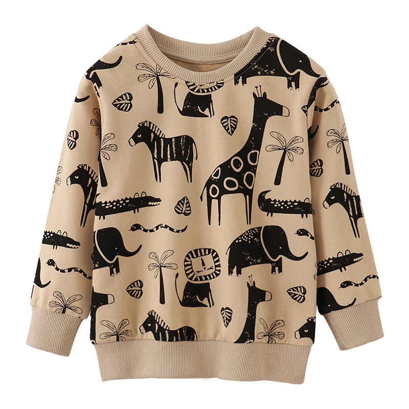 New Baby Boys Tops Kids Clothes Children's Clothing Autumn 2025 Spring Cartoon Animals Infants Sweatshirts Hoodie