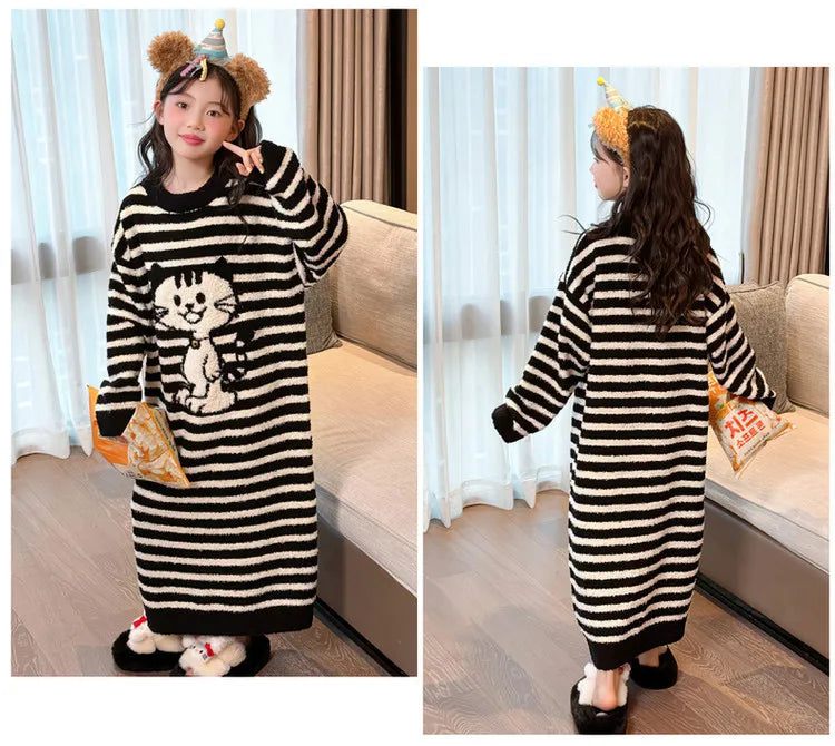 Girls Pajamas 2025 New Children's Nightgown Children's Autumn and Winter Loungewear