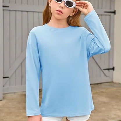 Girls Boys Long Sleeve T-Shirts Casual Kids Pure Cotton O-neck Solid Tee Tops Spring Blouse T Shirt for Teens Girl Clothes 3-14Y