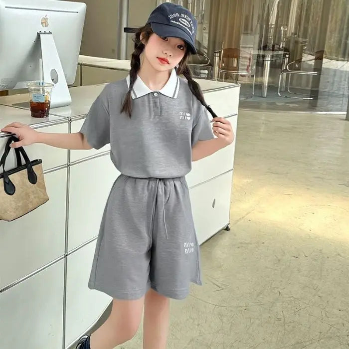 2026 Summer Girls Outfit Set Fashion Trendy Internet Famous Shorts Two Piece Set Cool Stylish Streetwear For Big Kids Teen Girls