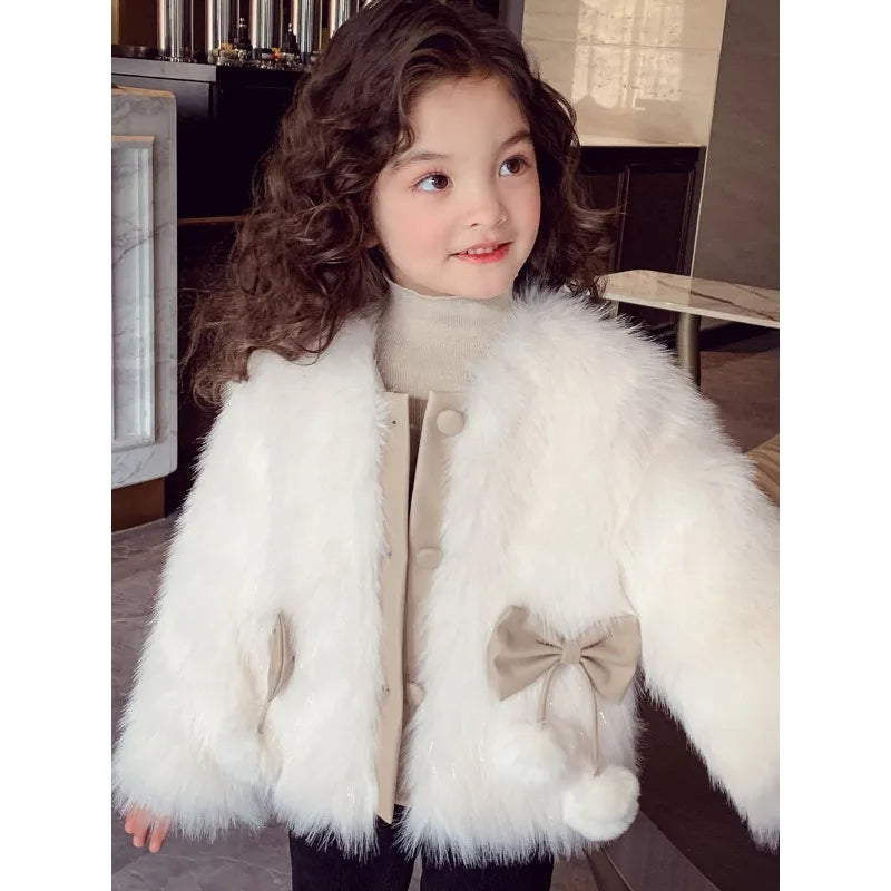 Girls' Fur Coat Autumn Winter Clothing 2025 New Style Fashionable Small Fragrance Style Cotton Jacket Warm Imitation Fur Coat