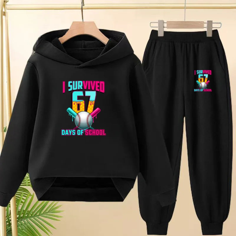 67 Children's Hoodies, 2 Pieces for Boys and Girls Aged 3-12, Comfortable Casual Hoodie+pants, Pullover, Hooded Sportswear