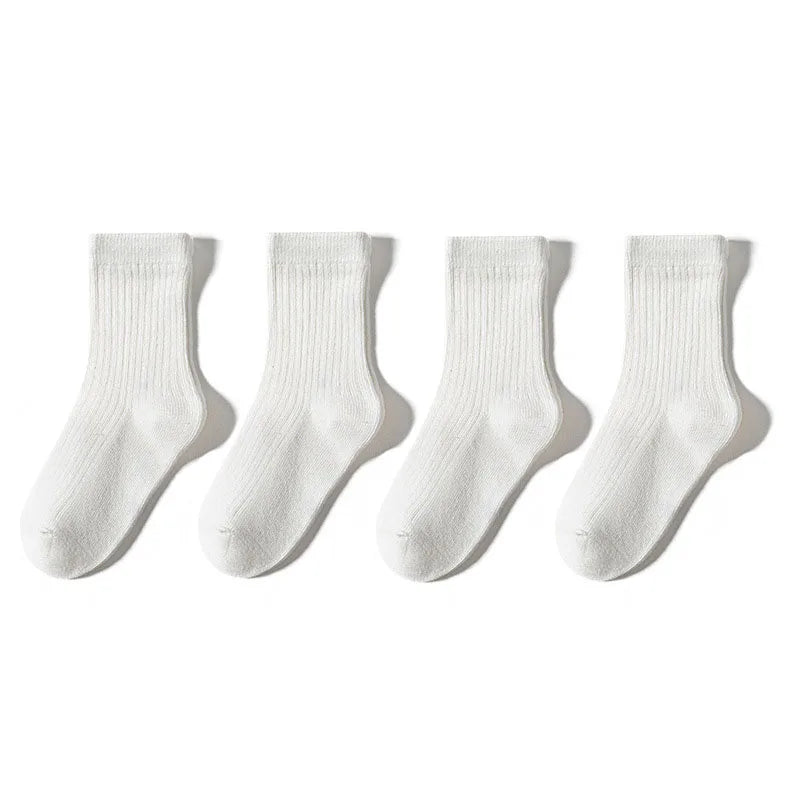 4 Pairs a Lot Spring Kids Knee-high Socks Cute Solid Color Girls Socks 12 Colors Children Versatile In Tube Socks