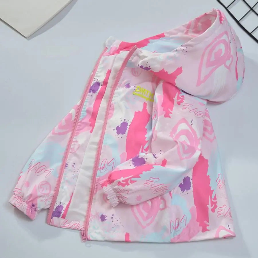 2023 Teenager Girls Jacket Fashion Casual Gradient Hooded Coat Boys Blazer Spring Autumn Windproof Sweet Coats Windbreaker