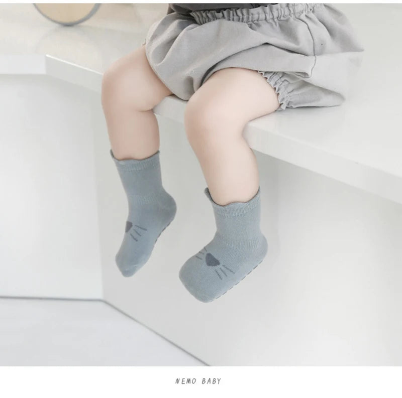 5 Pairs Infant Newborn Baby Anti-Slip Socks For Girls and Boys Accessories Toddler Cute Cartoon Floor Stockings
