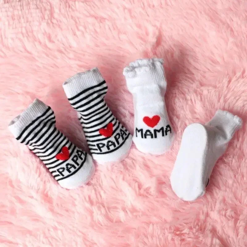 Baby Socks Cotton Infant Boy Girl Slip-resistant Floor Socks Love Mama Papa Letter Socks Anti-slip Sokken Skarpetki Calcetines