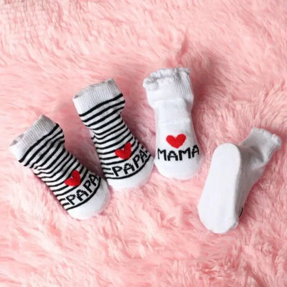 Baby Socks Cotton Infant Boy Girl Slip-resistant Floor Socks Love Mama Papa Letter Socks Anti-slip Sokken Skarpetki Calcetines