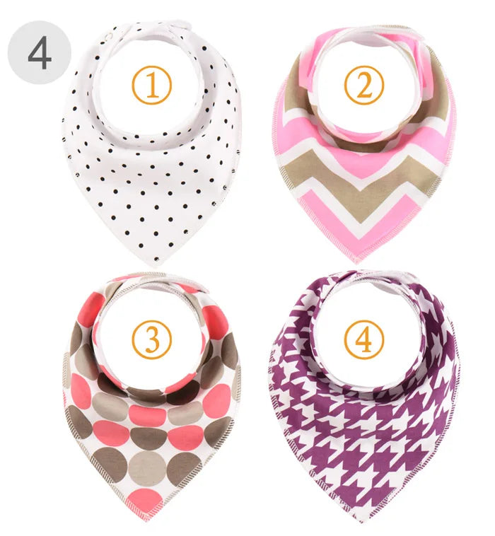 4 Pieces New Baby Bibs For Boy&Girl Burp Cloths Bandana Bibs Baby Bandana Infant Waterproof Dribble Bib Towels