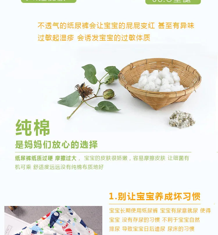 Baby Waterproof Reusable Training Pants Cute Cotton Baby Diaper Infant Shorts Nappies Panties Nappy Changing Underwear Cloth New