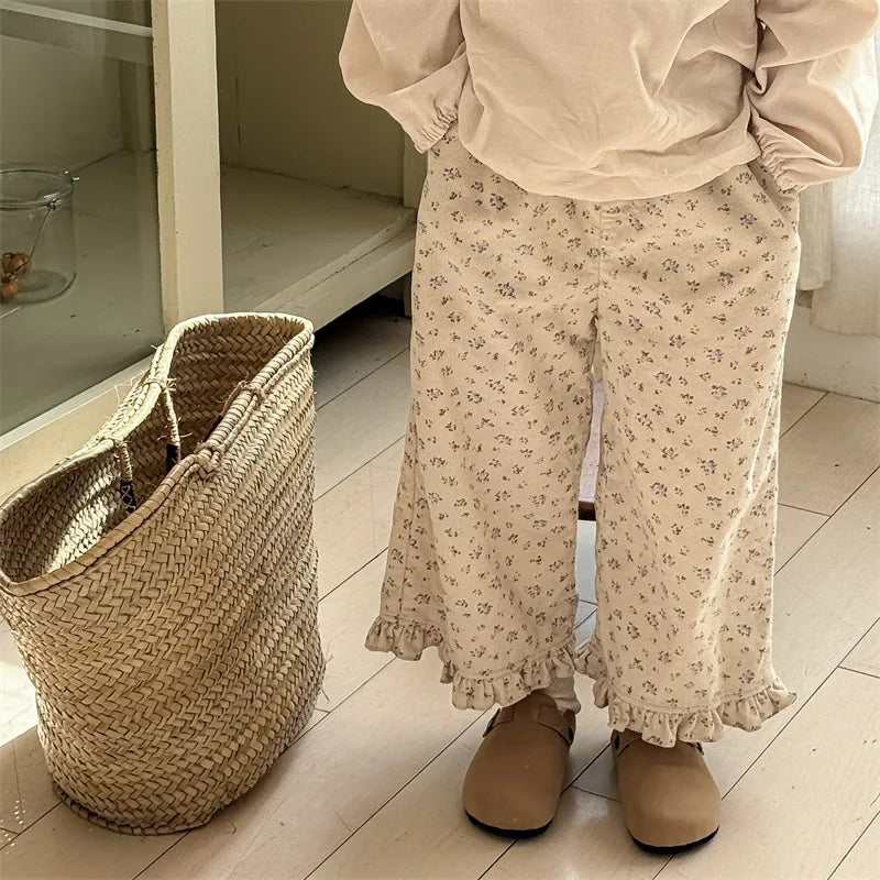 Girls K-Style Corduroy Cropped Pants 2025 Autumn New Arrival Casual Comfortable Fashion Kids Clothing Kids Girl  Trousers