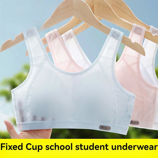 1-3Pcs Thin Summer Underwear for Teenage Girls, Anti-Bounce Vest for Students Cotton Sports Bra for Kids Student Vest