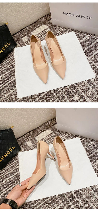 Female Heels Women Shoes Brand Women Pumps Office Ladies Working Shoes Solid Pointed Toe Dress Shoes Spring Autumn Plus Size 43