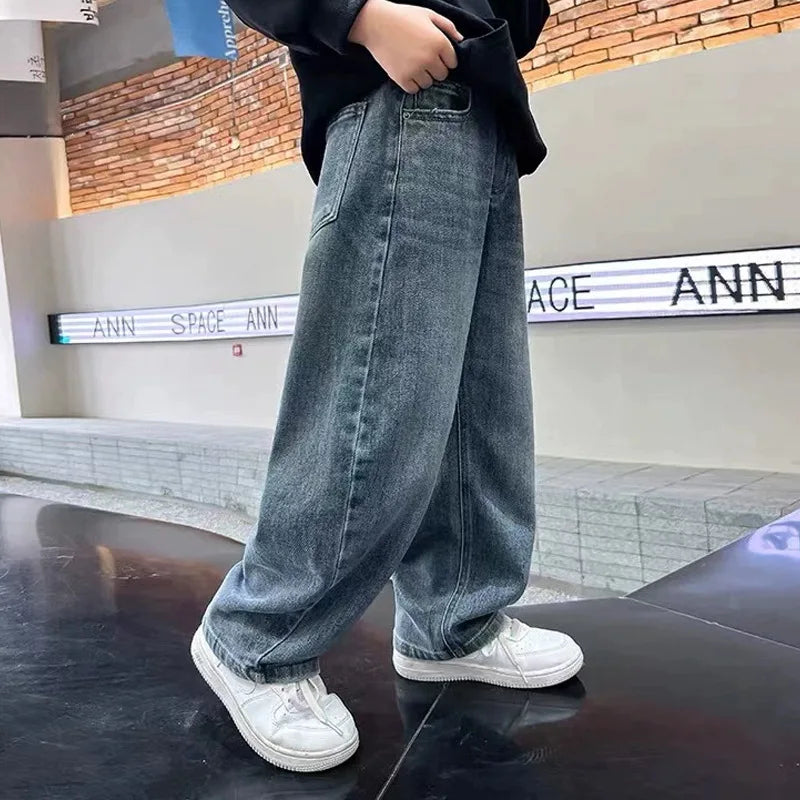 Boys' Jeans 2025 New Wide Leg Baby Boy Denim Pants Spring and Summer Styles Big Children's Handsome Sports Pants