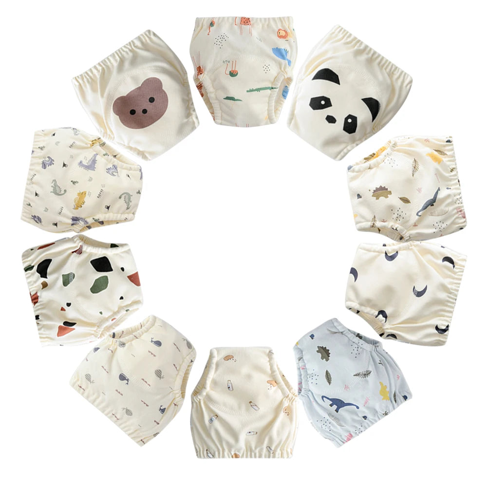 10 Pcs Reusable Baby Training Pants Washable Kids Cloth Diaper Nappies Changing Underwear Infant Toddler Potty Training Panties