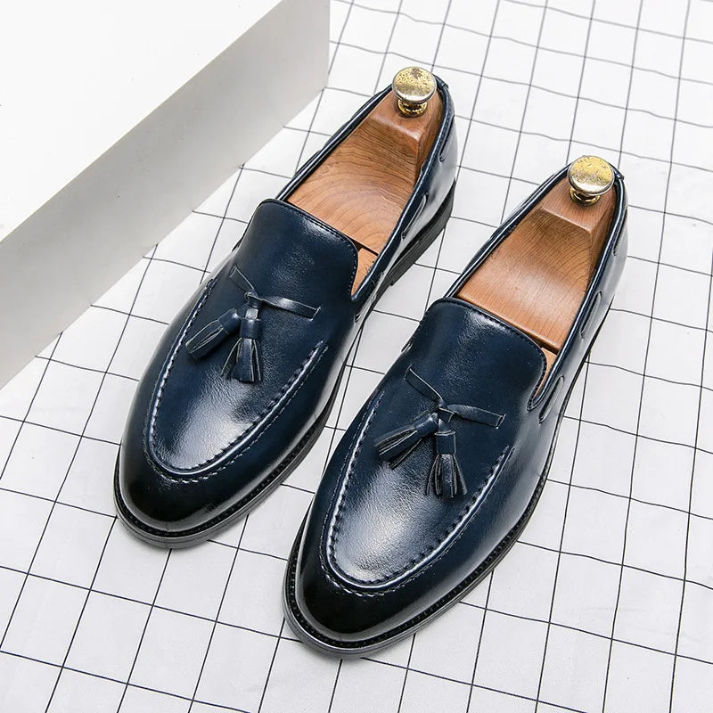 High Quality Men's Dress Shoes Slip On Leather Shoes Male Casual Business Shoes For Men 2026 Flat Party Leather Loafers Man