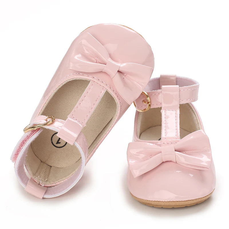 Girls' Princess Shoes Red Shoes Butterfly Bow Shiny Surface Walking Shoes Ladies' Baby Shoes Baby Shoes For Going Out Low