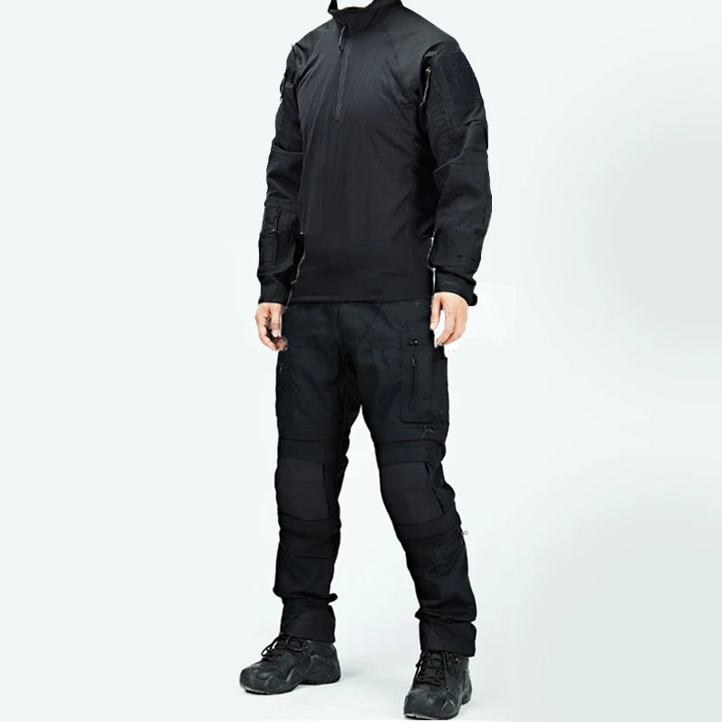 Men Tactical Combat Uniform Suit Multicam Camo Shirt & Pants Set Outdoor Hunting Airsoft Paintball Training Work Clothes