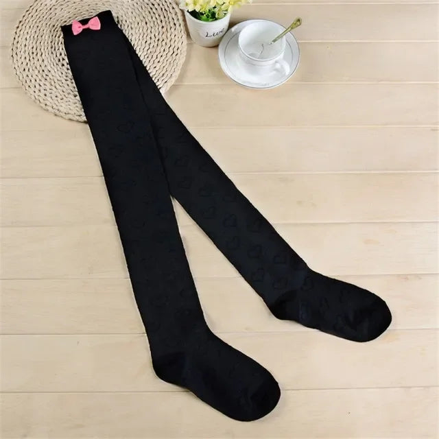 Knee Socks for Youth Girls Women Pink Bow School Stockings Kawaii Campus Long Socks Cute Girl Thigh High Stocking