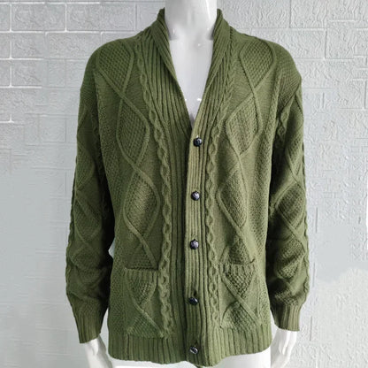 Fall/winter Sweater Men 2023 Fashion Solid Color Long Sleeve Lapel Coat Knitted Cardigan for Men