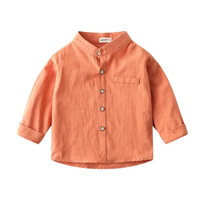 Boys Clothes Baby Boy Shirt Buttons Soft Cotton Kids Blouse Boutique Infantil 1 to 2 3 4 5 6 7 Yrs Casual White Blue Yellow Tops