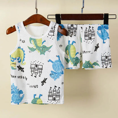 Girls Pajamas Sets 0 to 1 2 3 4 5 6 7 8 9 Years Cute Cat Print 100% Cotton Cartoon Boys Pyjamas Dino Kids Children Home Clothing
