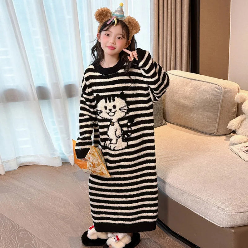 Girls Pajamas 2025 New Children's Nightgown Children's Autumn and Winter Loungewear