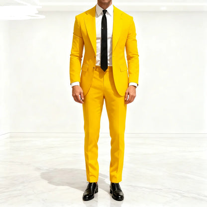 Classic Suits for Men Notch Lapel 2 Pieces Business Blazer and Pants Set Elegant Slim Fit Men's Suit for Wedding Prom Groomsmen