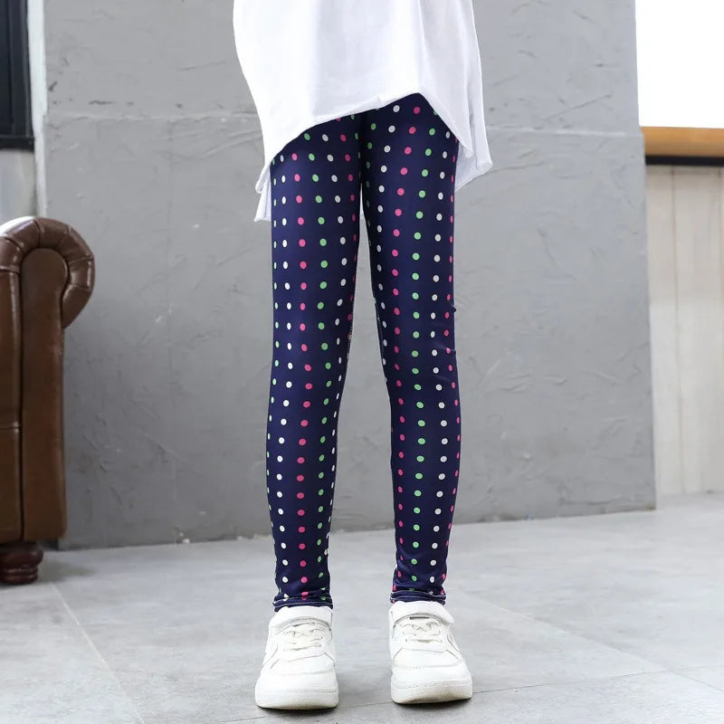 Girls' Pants Summer Thin Children's Elastic Leggings Baby Milk Screen Printed Floral Long Pants Slim Fit Ages 3-11Y