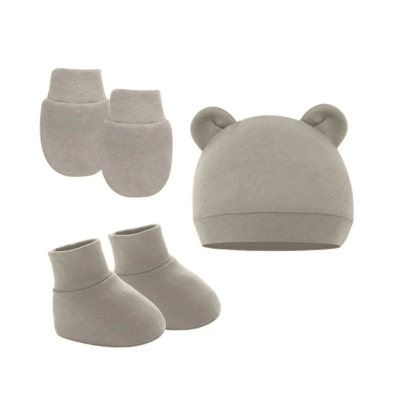 Baby Ears Newborn Hats Mittens and Socks Set for Boys Girls Beanie Hat 0-6 Month Baby Stuff (Pack of 3) Dropshipping